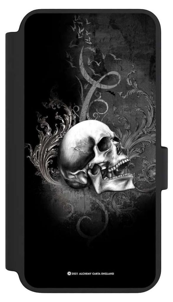 NIVOCASE Klapphülle für Samsung Galaxy S23 Handyhülle aus Kunst Leder NIVOflip schwarz Gothic Schädel Totenköpfe