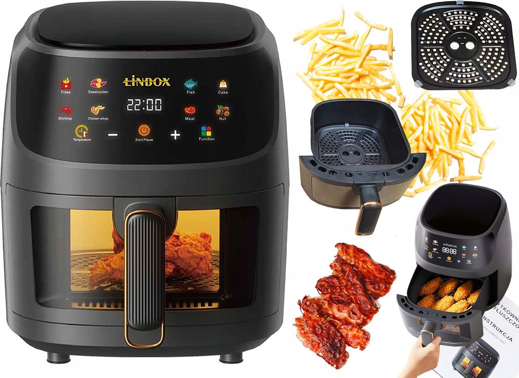 Fettfreie Friteuse Schwarz Linbox 5L 1400W Mit Led-Fenster Produktbild 
