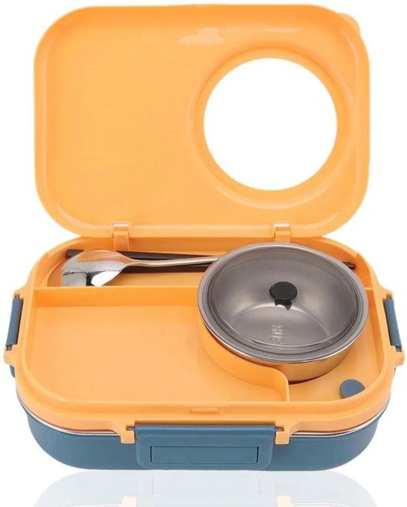 Boîte repas anti-fuite 3 compartiments : fini les mélanges avec ce bento jaune