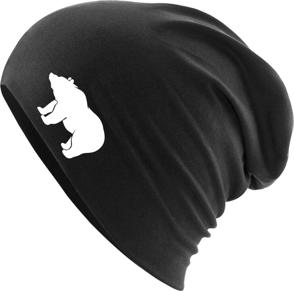 Huuraa Beanie Bär Silhouette Black One Size Baumwolle und Elasthan Mütze Geschenkidee