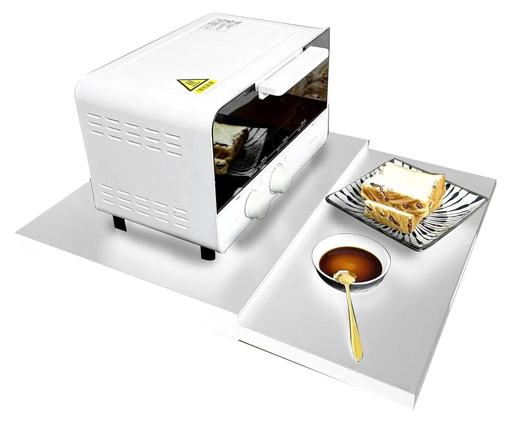 Mikrowellenständer, ausziehbares Gestell, 47 x 36 x 4 cm, platzsparender Organizer, einfache Montage, schwarz, 1 Stück