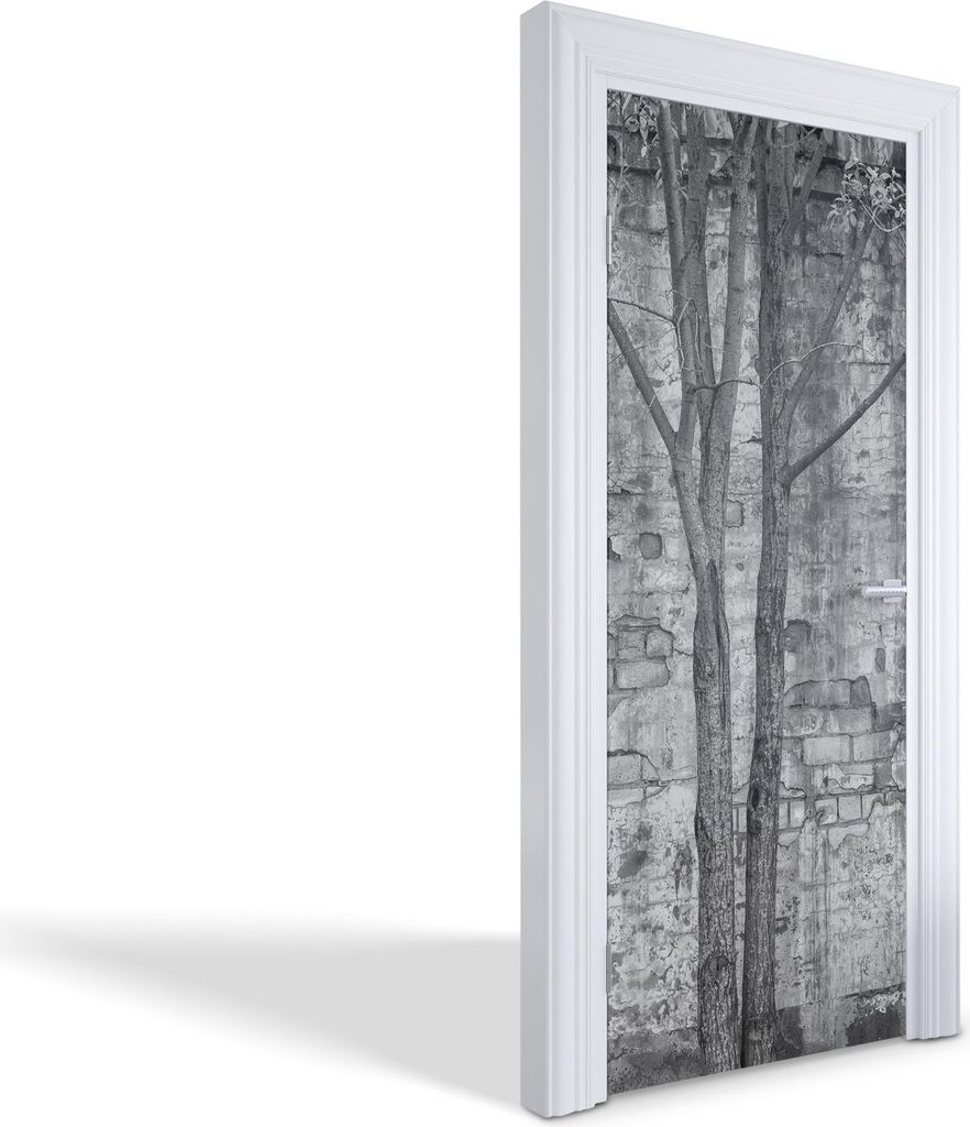 Türaufkleber Innentüren Selbstklebende Kreativ Wandsticker - Bäume und Mauer - 75 x 205 cm