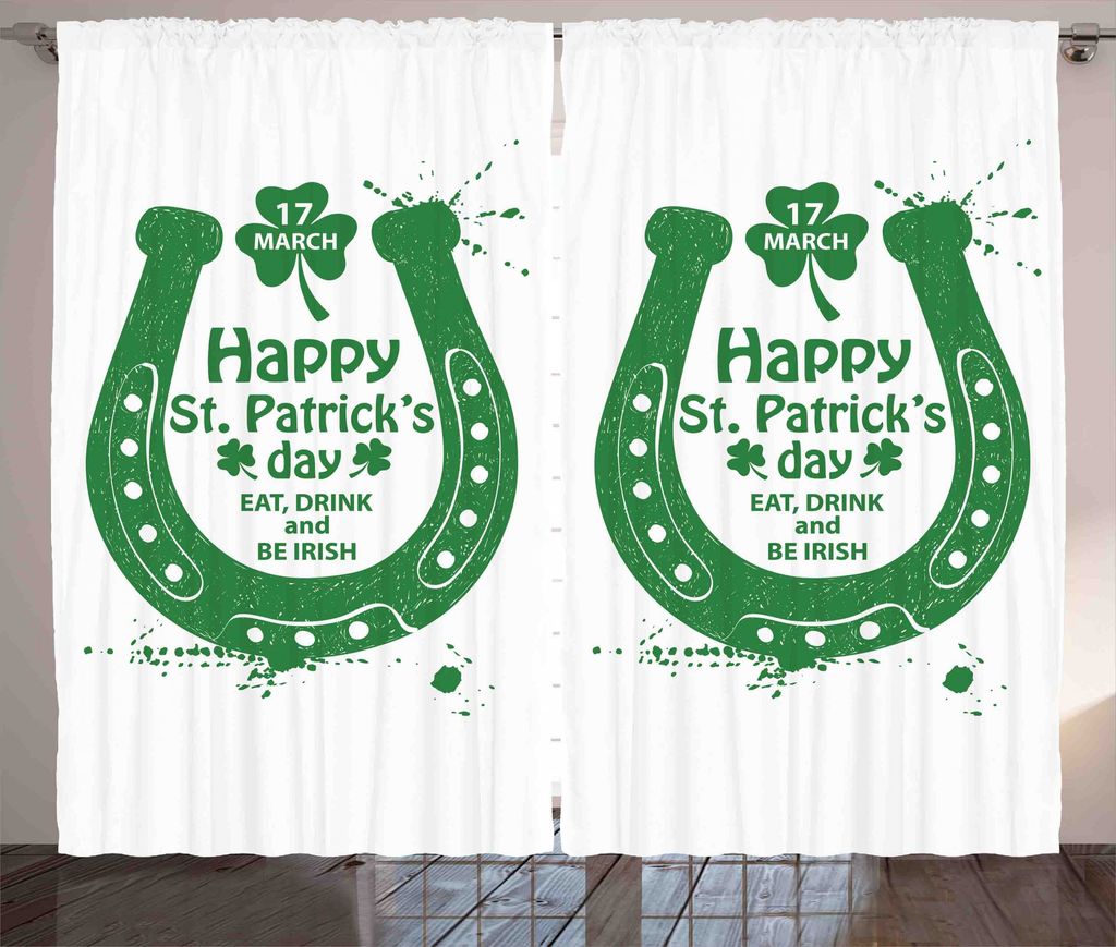 ABAKUHAUS St. Patrick Tag Rustikaler Vorhang, Feier, Wohnzimmer Universalband Gardinen mit Schlaufen und Haken, 280 x 225 cm, Grün