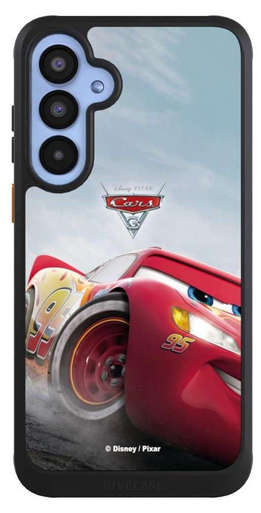 NIVOCASE Hülle für Samsung Galaxy A55 5G Handyhülle NIVOcore Case Schwarz Cars Lightning Mcqueen 95 Offizielles Lizenzprodukt
