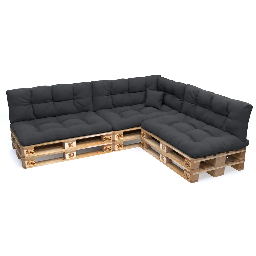 Coussin palette épais anthracite POKAR - Set de 8 fini les assises dures