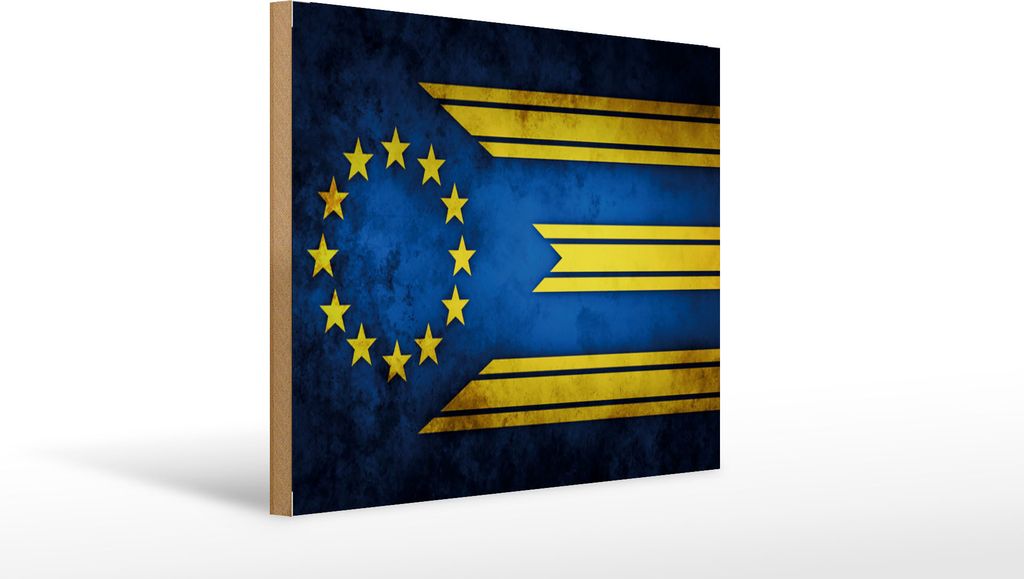 Holzschild Flagge Europa, 40 x 30 cm, Holzschilder Fahne Nationalität