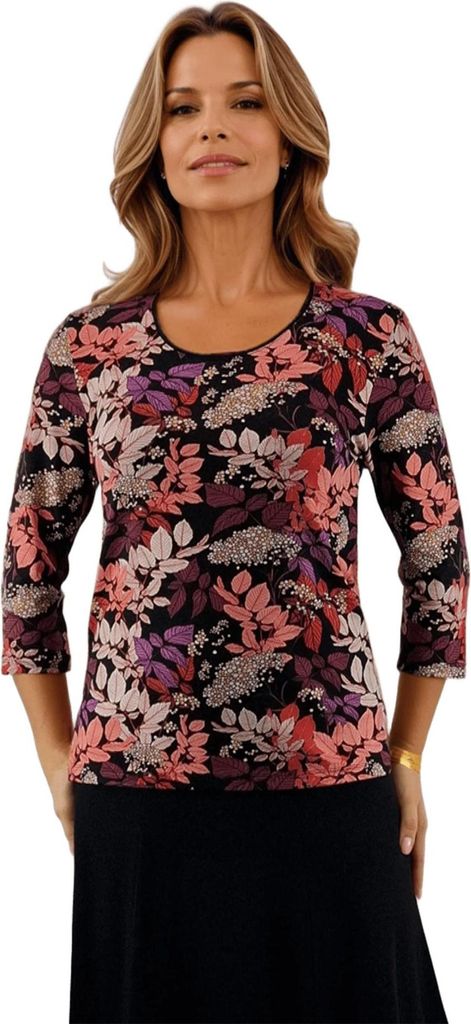 Damen 3/4 Ärmel Rundhalsausschnitt Bluse - t-shirt.Größe:S