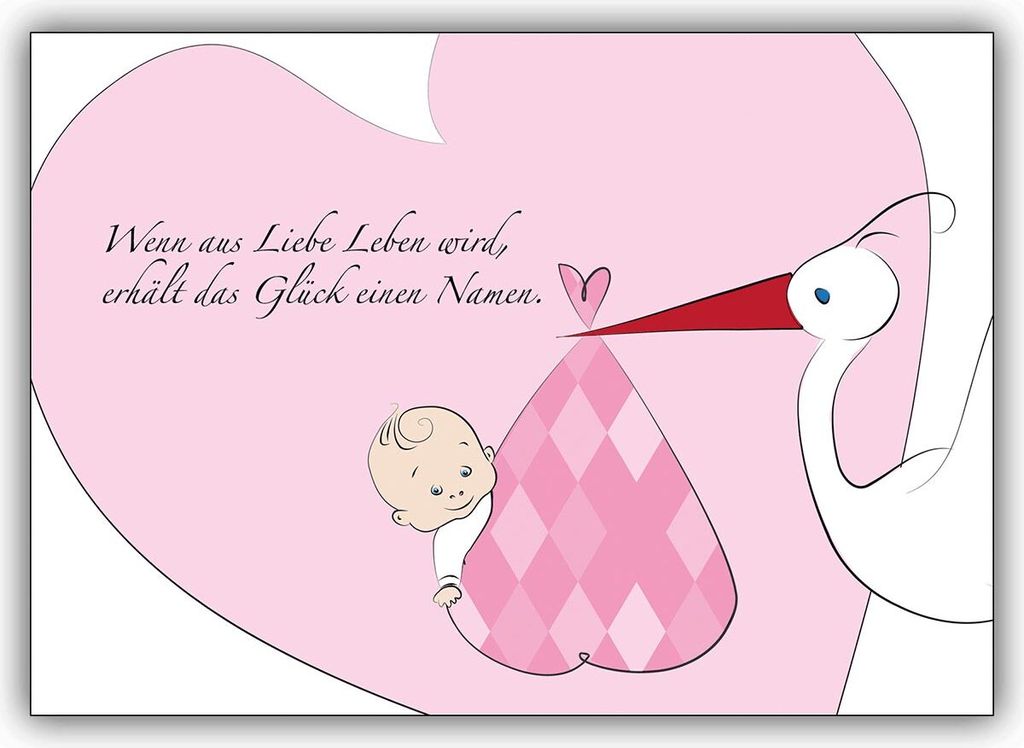 Schöne Babykarte (Mädchen), Glückwunschkarte zur Geburt mit Baby