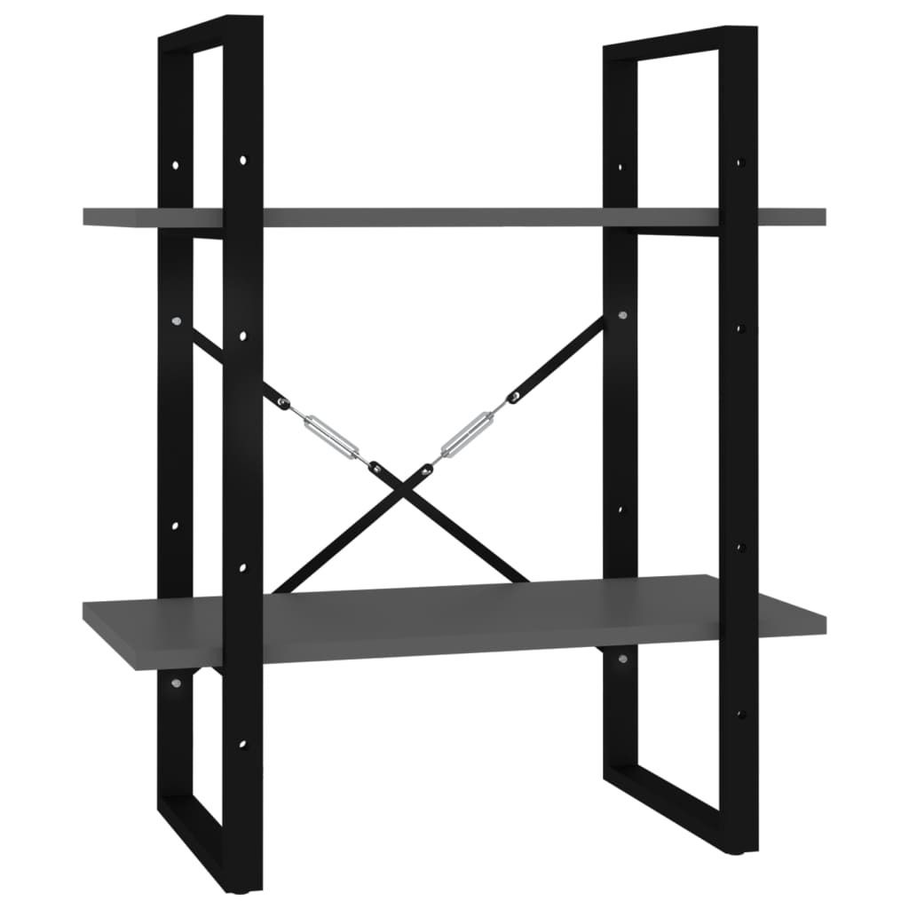 vidaXL Bücherregal 2 Fächer Grau 60x30x70 cm Holzwerkstoff