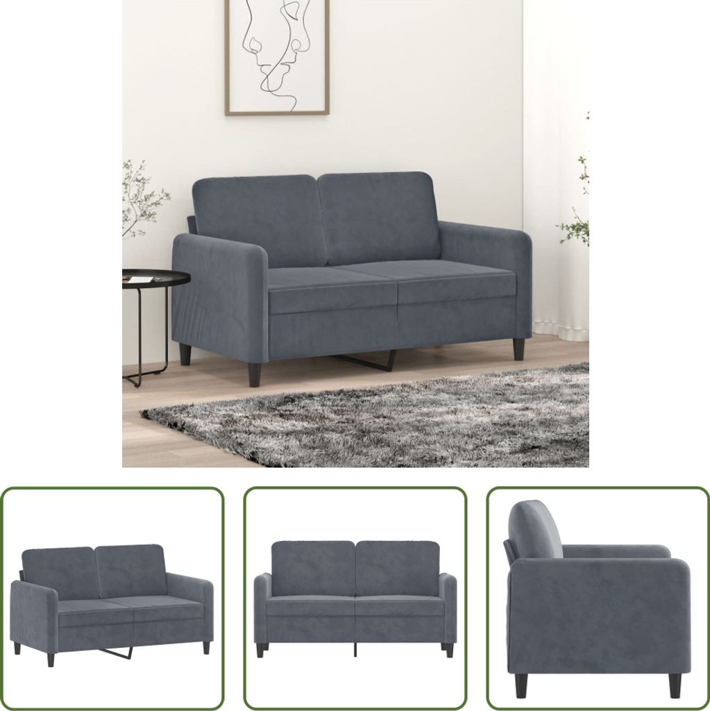The Living Store 2-Sitzer-Sofa Dunkelgrau 120 cm Samt