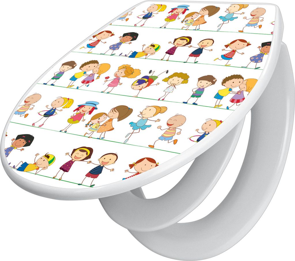 banjado Familien WC Sitz mit Absenkautomatik 37x44,5x5cm -Kinder - Klodeckel/Klobrille mit kindersitz aus hochwertigem Polypropylen - universeller ...
