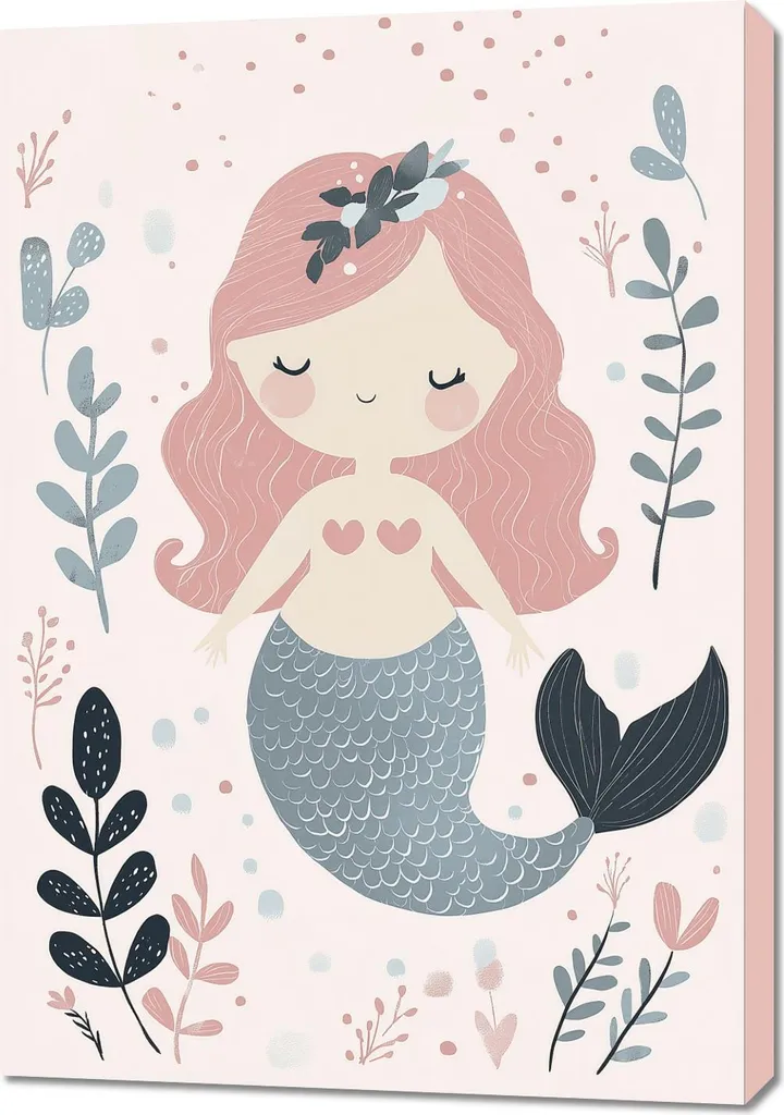 Quadro 70x100 Sirena 3 per Cameretta Bambini - Stampa Artistica su Tela