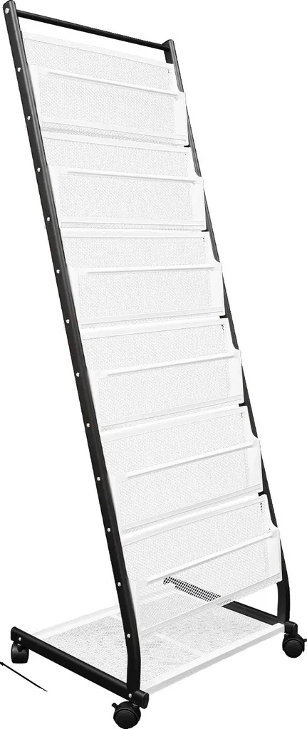 Porte-brochures 6 niveaux en acier blanc - Structure fixe très robuste
