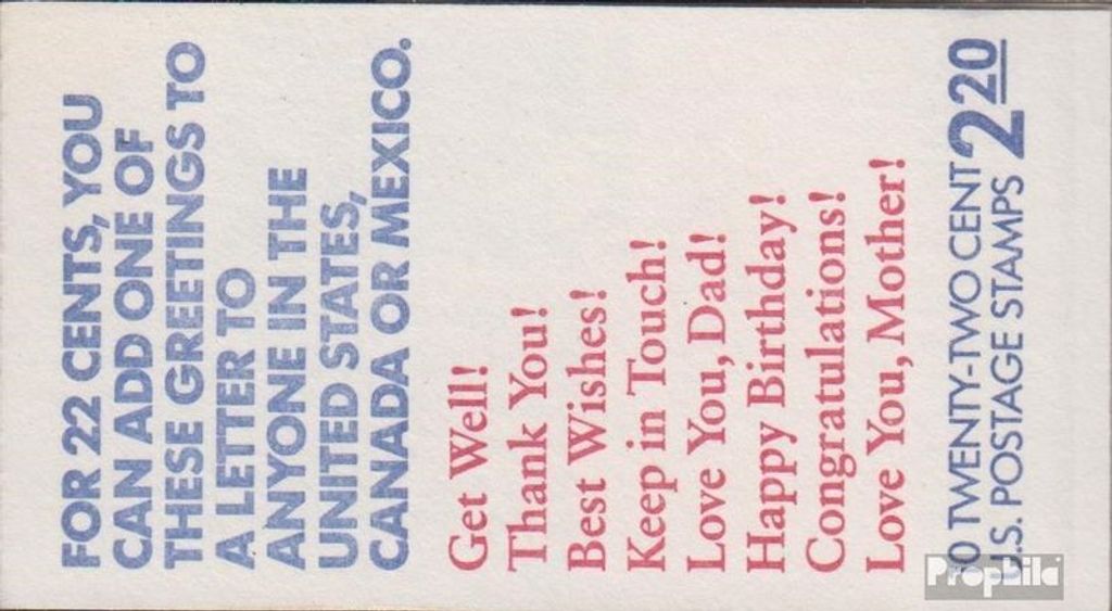 Briefmarken USA 1987 Mi MH115 (kompl.Ausg.) postfrisch Grußmarken