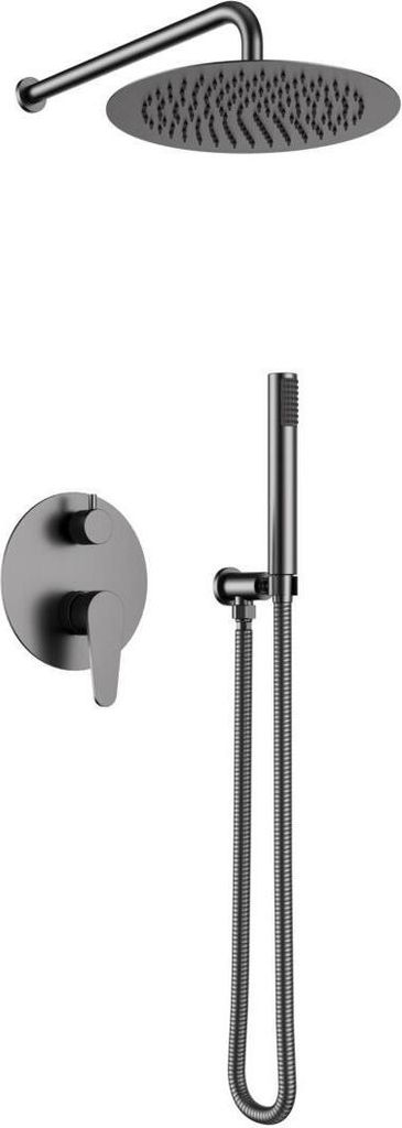 Allibert ONI Einbau-Duscharmatur mit Regenbrause und Handbrause Round Gun Mtal