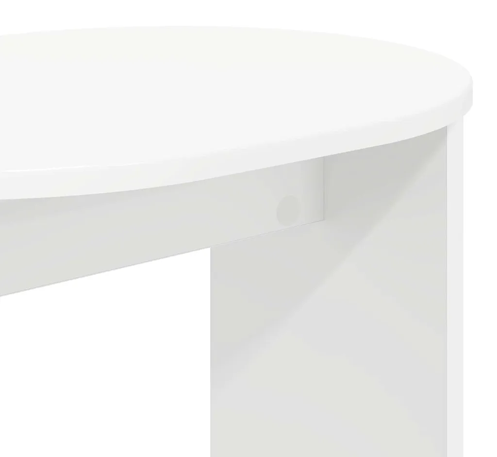 Table d'appoint blanche robuste en aggloméré compact avec étagère basse