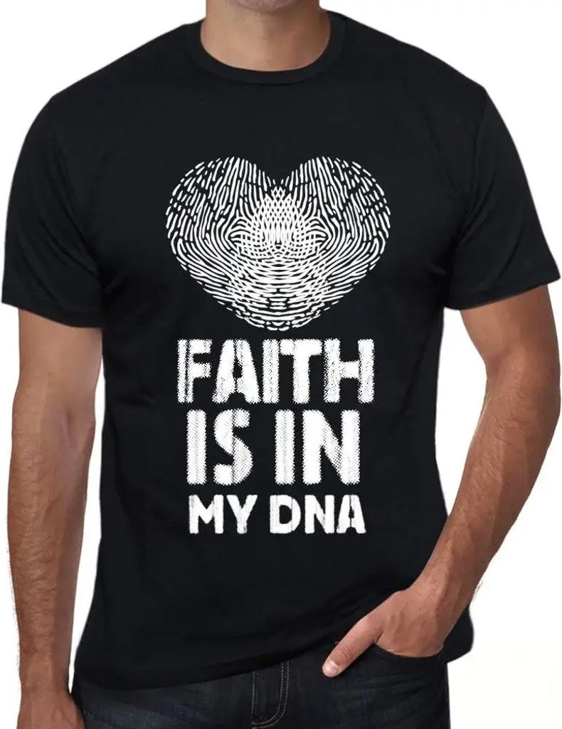 Herren Grafik T-Shirt Der Glaube ist in meiner DNA – Faith Is In My Dna – Öko-Verantwortlich Vintage Jahrgang Kurzarm Lustige Druck Geburtstag