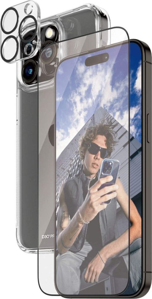 PanzerGlass ® Confezione 3 in 1 iPhone 15 Pro Max Immagine del prodotto 