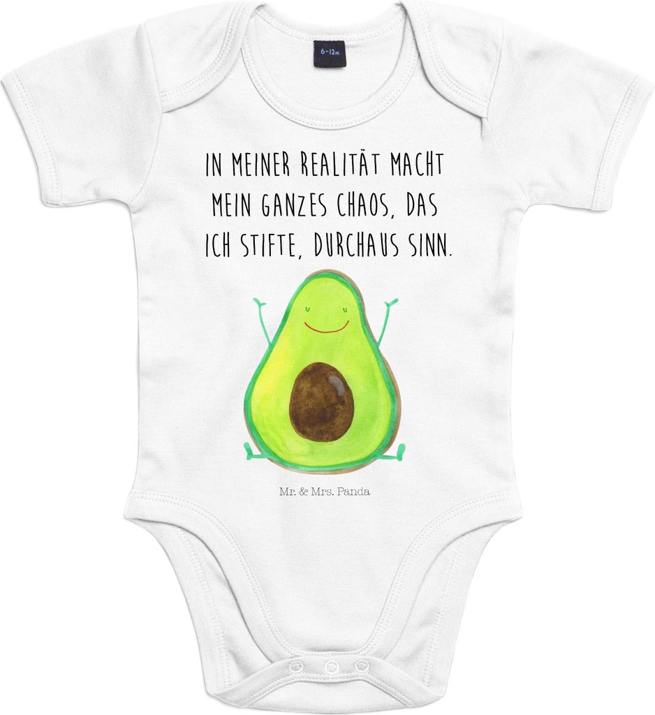 Mr. & Mrs. Panda Strampler Avocado Glücklich 12. - 18. Monat - Heather Grey - Geschenk, Babybody, Chaos, babykleidung body, Babystrampler, Frucht,...