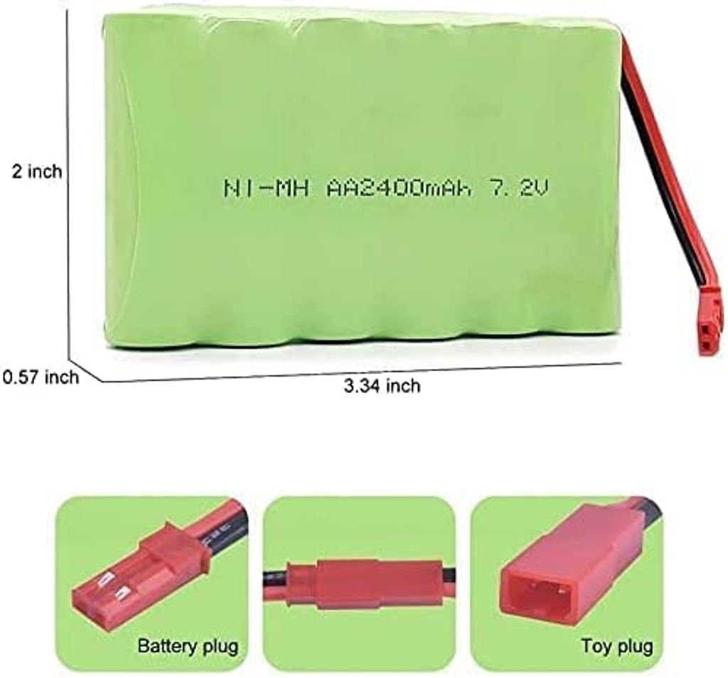 1 pièce batterie rechargeable 7.2V 2400mAh Ni-MH AA JST Image du produit 