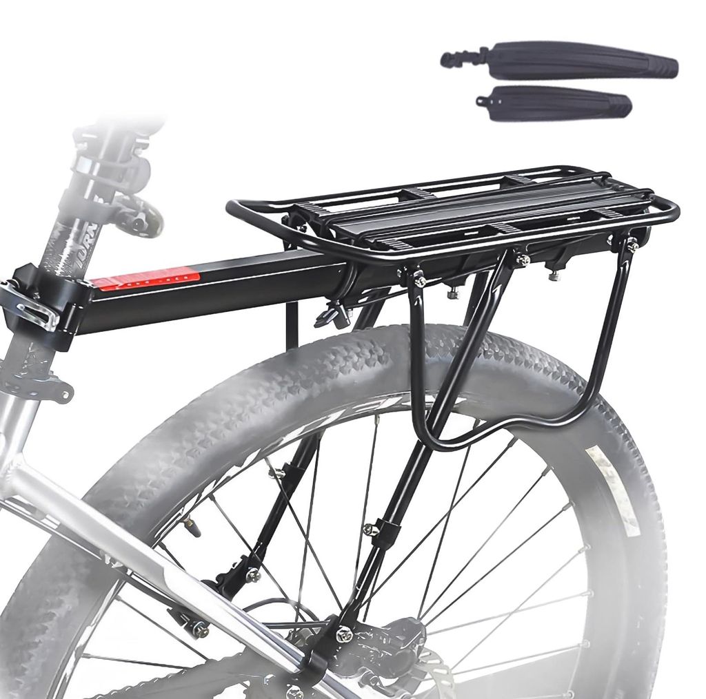 Verstellbarer Fahrradträger mit Schutzblech und Reflektor, einfache Montage, Schnellverschluss, Tragfähigkeit von 59 kg für Mountainbikes und Re...