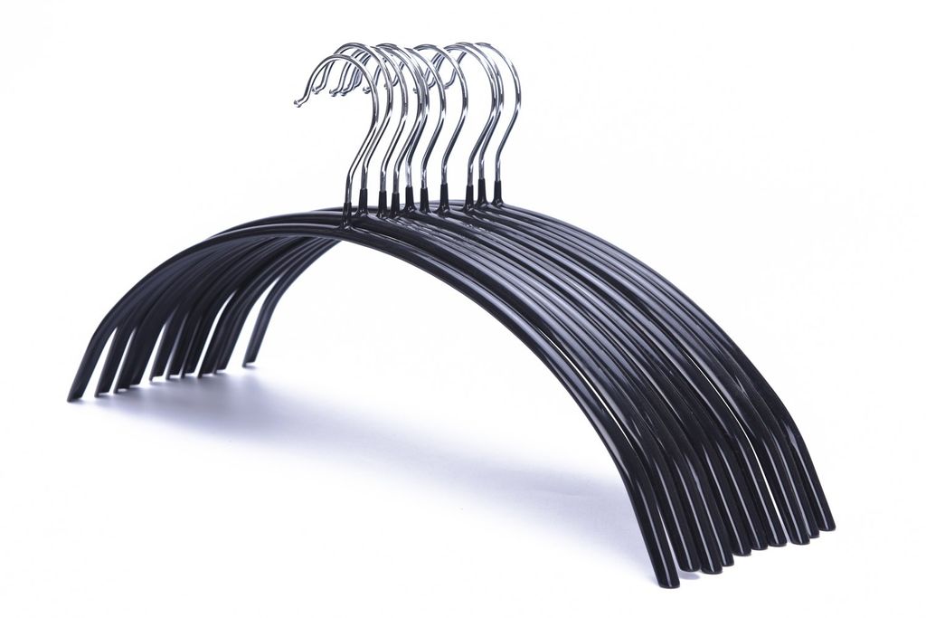 Kleiderbügel aus Metall, haftungsbeschichtet, rutschfest, schwarz - 10 Stück