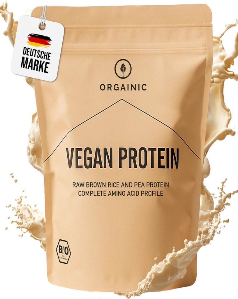 ORGAINIC Vanille Vegan Protein 700 g - Reis- und Erbsenprotein - Premium Eiweiß Pulver ohne Zuckerzusätze - Veganes Proteinpulver - Protein Pulve...