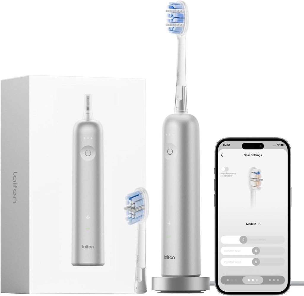 Laifen Wave Pro elektrische Zahnbürste – Aluminium, Produktbild 