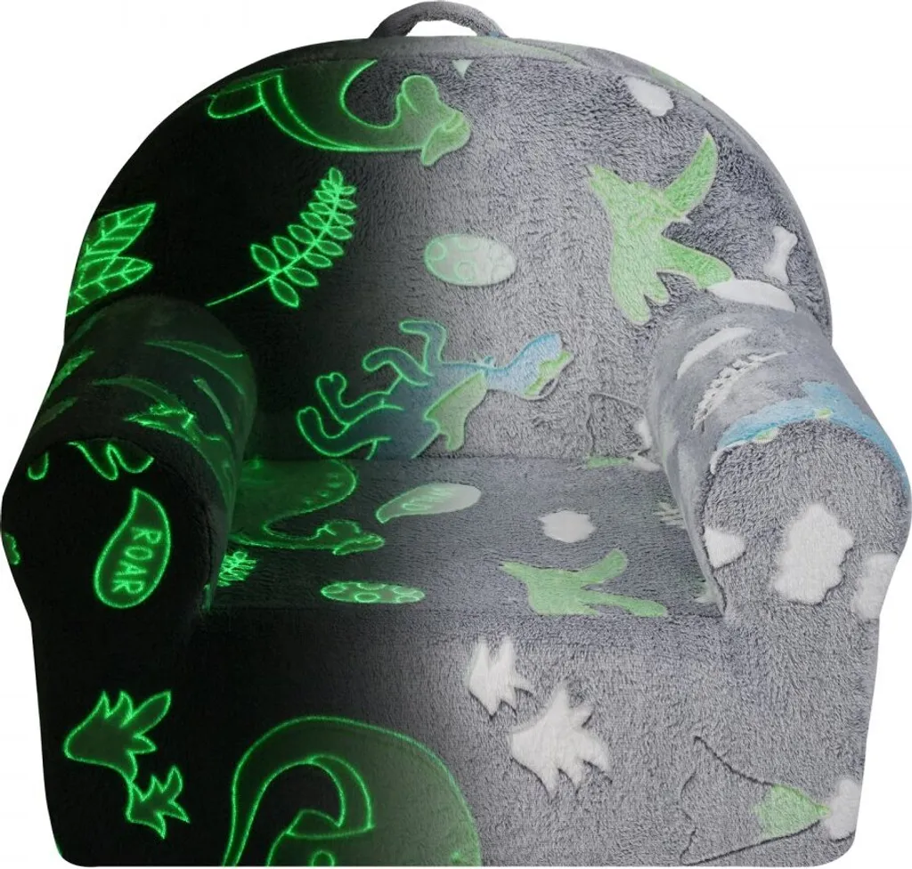 Canapé enfant gris phosphorescent et stylé - Fauteuil ultra moelleux