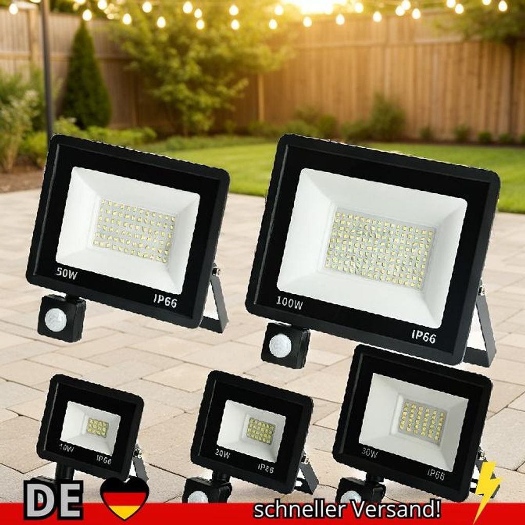 LED PIR Motion Sensor Flutlicht Outdoor Wand Licht Weißes 100W 50W 30W 20W