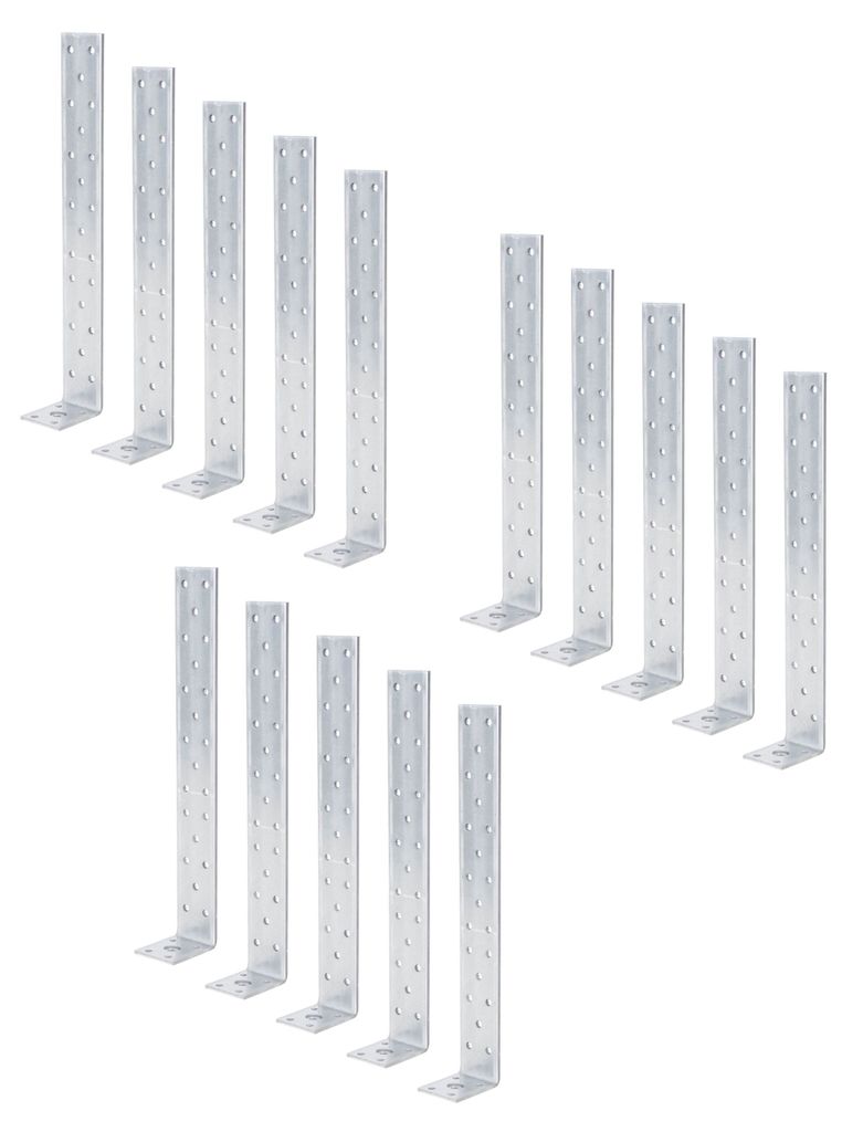 Alberts 15 x Zuganker 300 x 54 x 40 mm – verzinkt, Langwinkel, Betonanker & Flachstahlanker