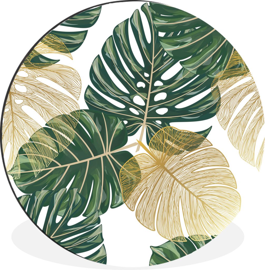 MuchoWow Aluminium Wandkreis Tropisch - Blätter - Grün Ø 60 cm Wanddeko Modern Wohnzimmer - Wand Kreis - Wandbild - Schlafzimmer - Aluminium B...