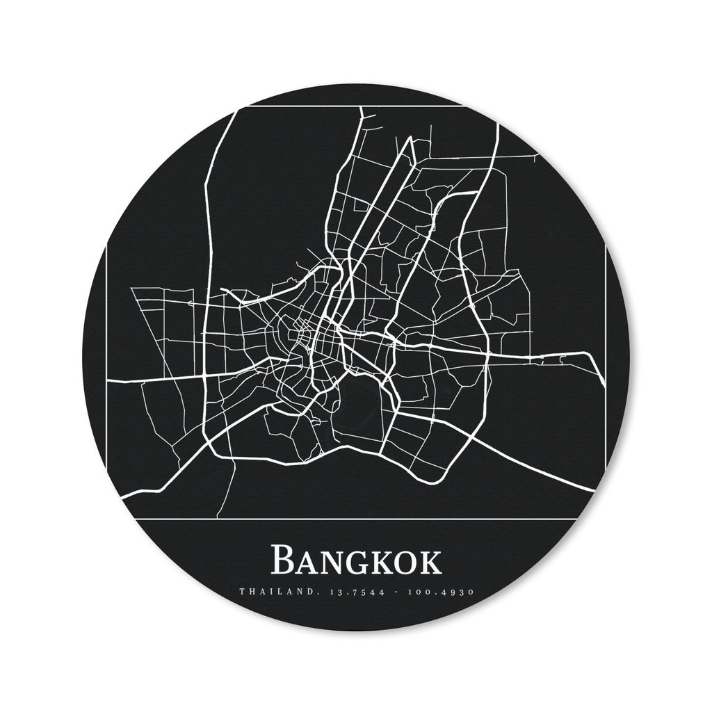 MuchoWow Mauspad Mousepad Bangkok - Karte - Stadtplan 30x30 cm - Mousepads - Maus Mat - Pad - Mausunterlage - Tischunterlage - Schreibtischmatten