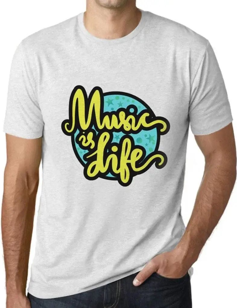Herren Grafik T-Shirt Musik ist Leben – Music Is Life – Öko-Verantwortlich Vintage Jahrgang Kurzarm Lustige Druck Geburtstag Geschenk Mann