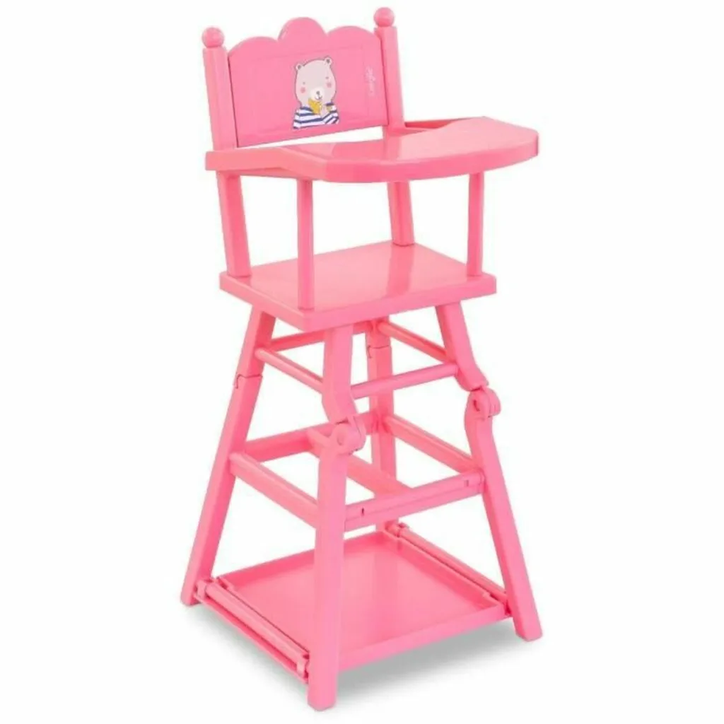 Chaise haute Corolle avec tablette rose pour grand poupon 36cm et 42cm