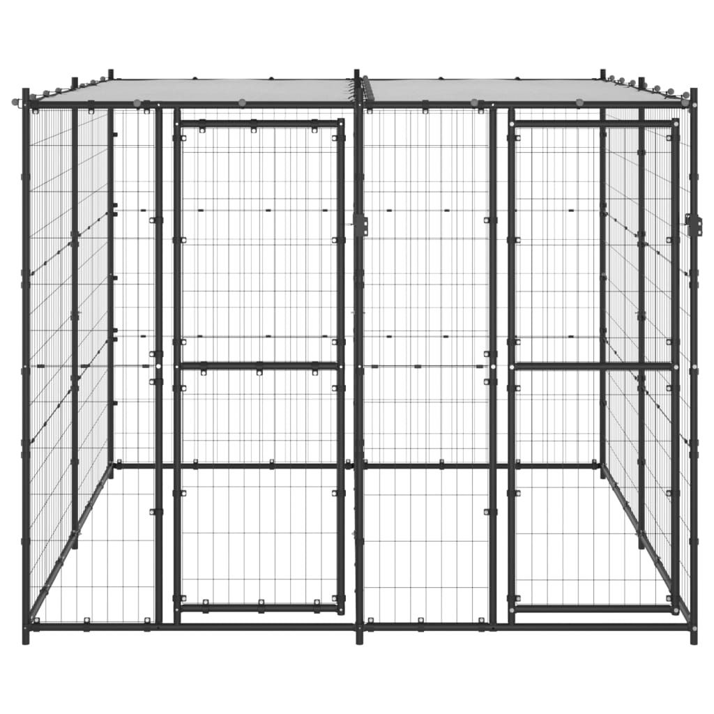 vidaXL Outdoor-Hundezwinger Stahl mit Überdachung 4,84 m² Produktbild 
