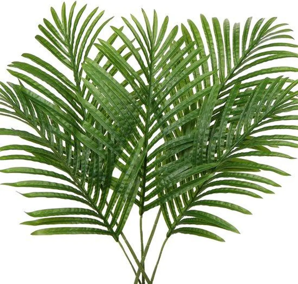 Plante artificielle : lot de 5 grandes feuilles de palmier de 45 cm, vert
