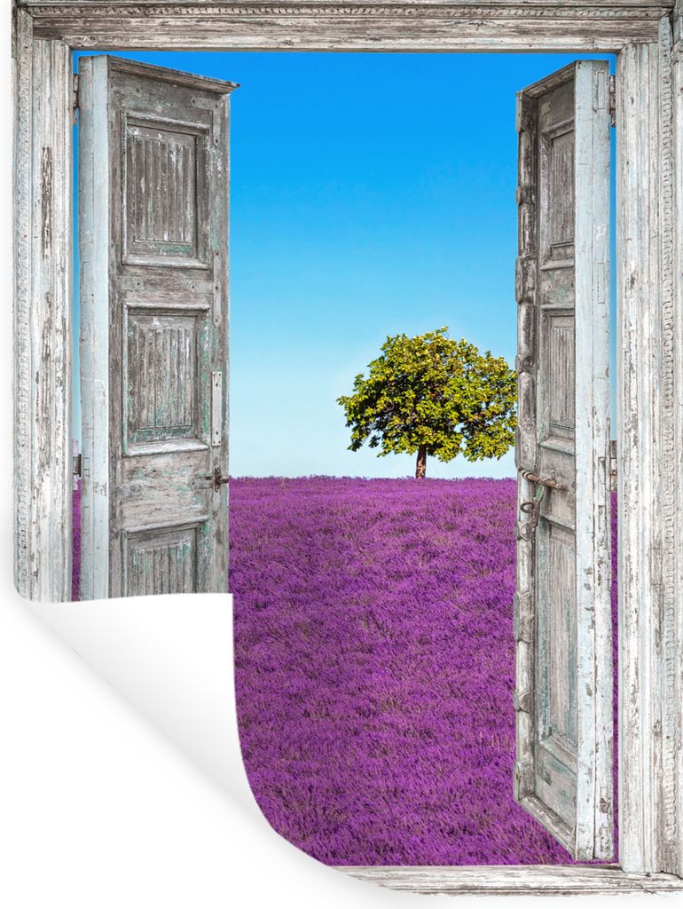 MuchoWow Wandtattoo Wandsticker Wandaufkleber Blumen - Lavendel - Ansicht 30x40 cm Selbstklebend und Repositionierbar - Sticker - Dekorfolie