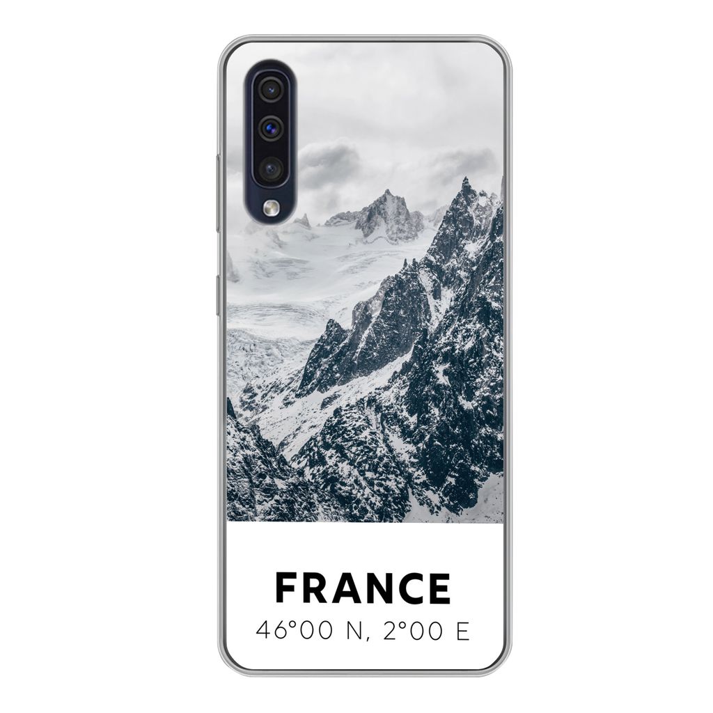MuchoWow Handyhülle Schutzhülle Hülle für Samsung Galaxy A50 Frankreich - Berge - Schnee Silikon Softcase Handy Hülle - Mobiltelefonhülle