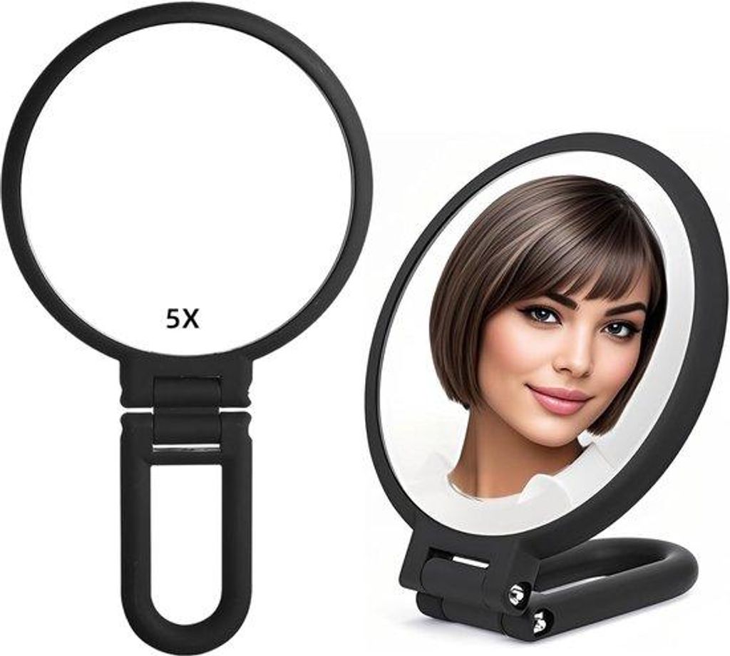 Handspiegel mit Griff für Reisen, Doppelgesicht, Opvoubar, Spiegel für Frauen für Make-up, Reisen, Büro und Scheren