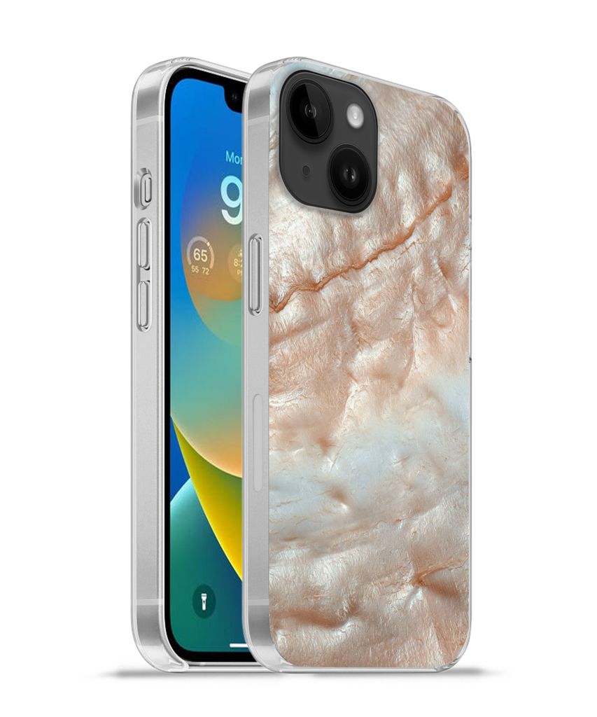 MuchoWow Handyhülle Schutzhülle Hülle für Apple iPhone 14 - Softcase Mineralien - Naturstein - Perlmutt Silikon Softcase Handy Hülle - Mobil...