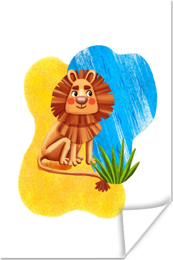 MuchoWow Poster Löwe - Wasser - Dschungel 80x120 cm - Papierdruck