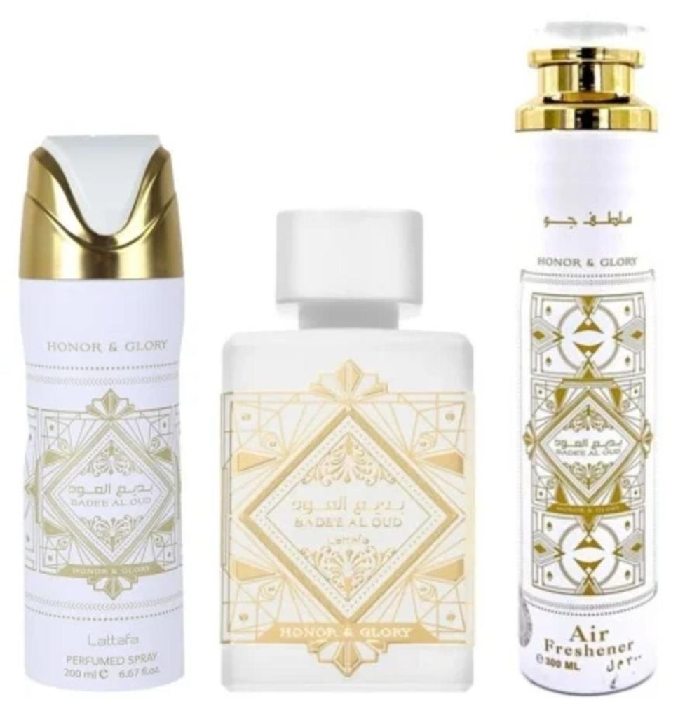 Duftset, Lattafa Badee Al Oud Honor & Glory 100 ml + Deo + Raumduft