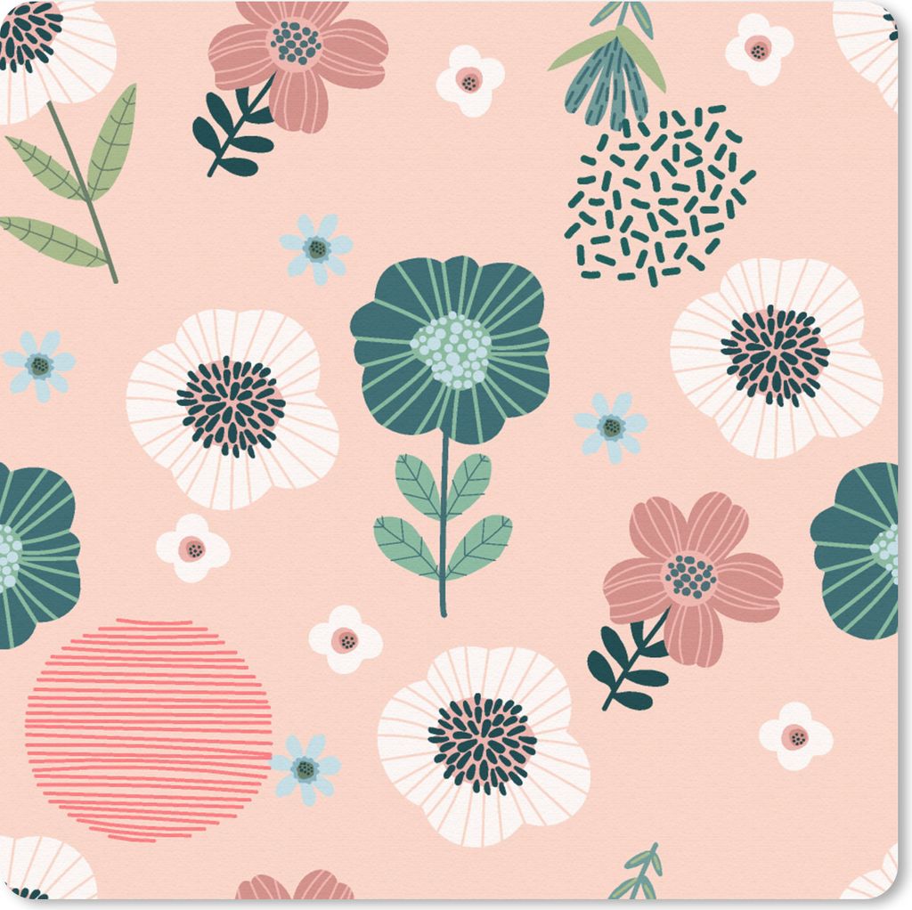 MuchoWow Mauspad Mousepad Muster - Blumen - Pflanzen 30x30 cm - Mousepads - Maus Mat - Pad - Mausunterlage - Gaming