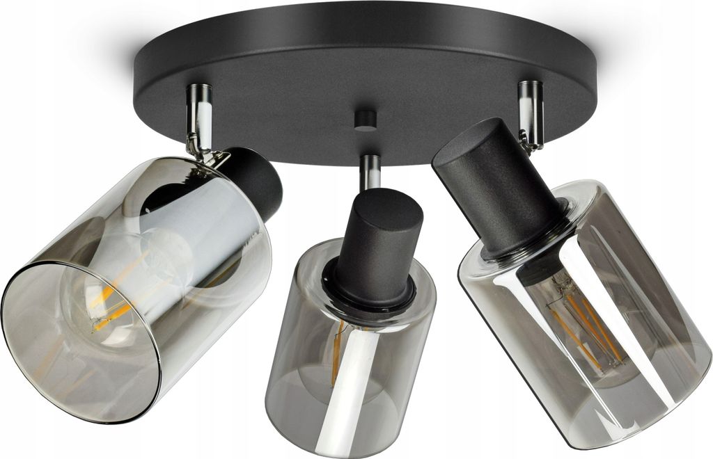 LUXOLAR - Led Deckenleuchte - Deckenlampe 3 flammig schwarz E27 60W - Lampe wohnzimmer, Schwarz Glas