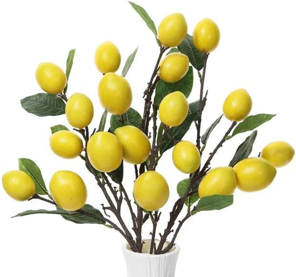 Faux citronnier jaune sans entretien, lot de 3 branches plastique