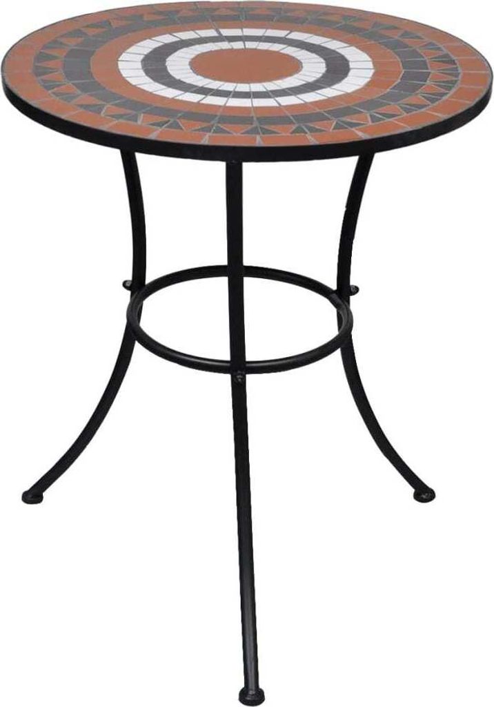Bistrotisch Terrakotta-Rot und Weiß 60 cm Mosaik