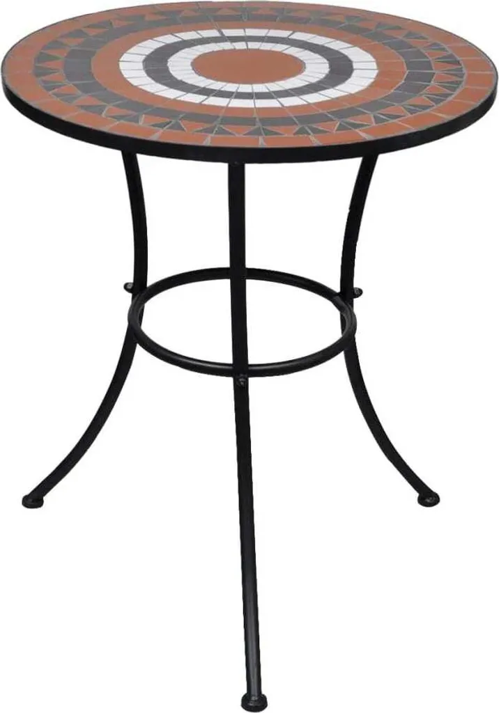 ZMH Table de Bistrot Mosaïque 60 cm Rouge Terracotta et Blanc Design