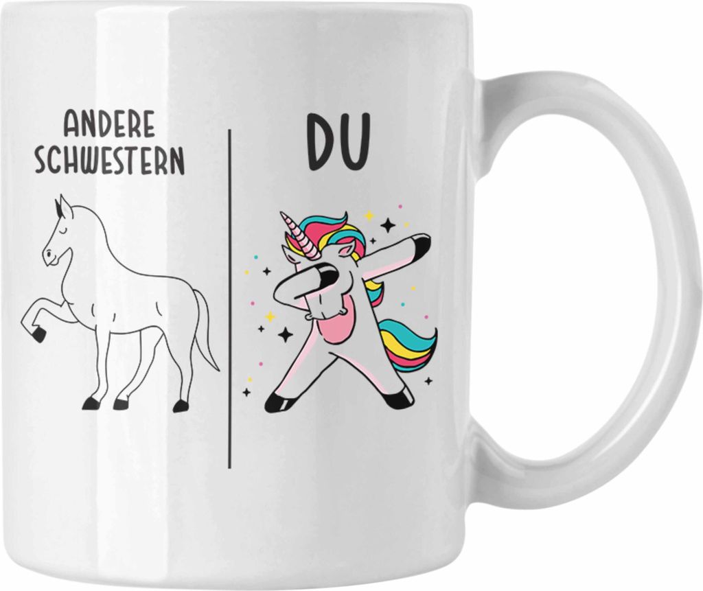 Trendation - Schwester Geschenk Geburtstag Tasse Geschenkideen Tassen mit Spruch für Schwester (Weiß)