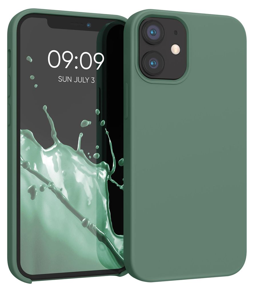 kwmobile Handyhülle für iPhone 12 mini Hülle, für iPhone 12 mini Case - Hülle Silikon - kabelloses Laden - Tannengrün